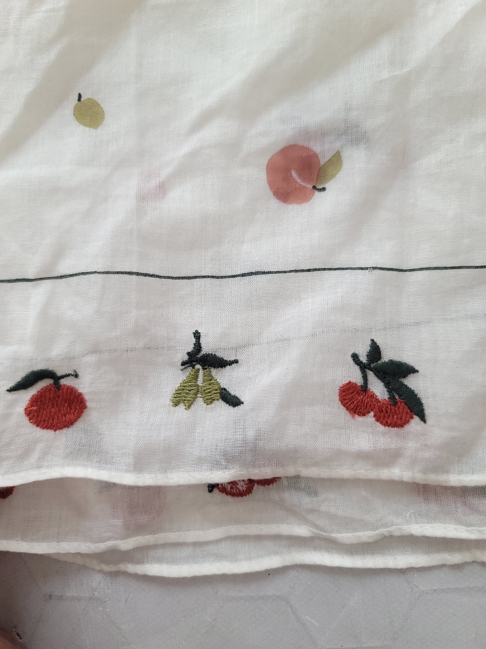 Madewell Embroidered Fresca Fruit Print 100% Cotton Scarf NE407 - Picture 3 of 7